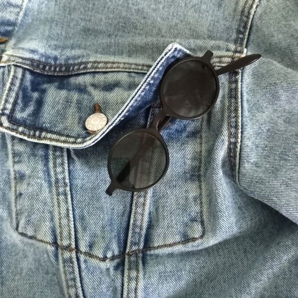 VINTAGE Circa Round Black Glasses Sun Reading Retro Plastic Frames +2.25 - Picture 3 of 9